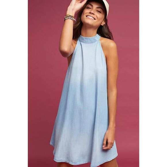 Cloth & Stone Chambray High-Neck Swing Dress - Picture 1 of 6